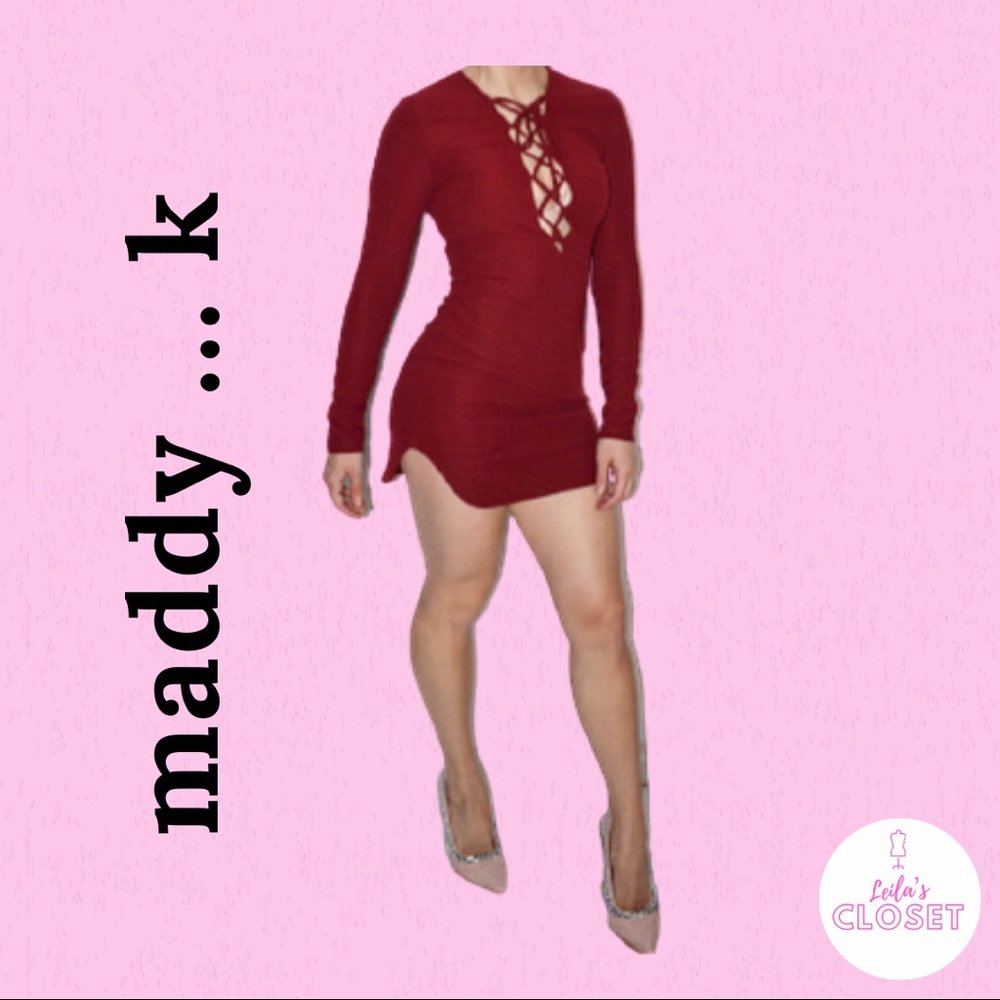 Maddy K Bonnie Wine Bodycon Dress XS